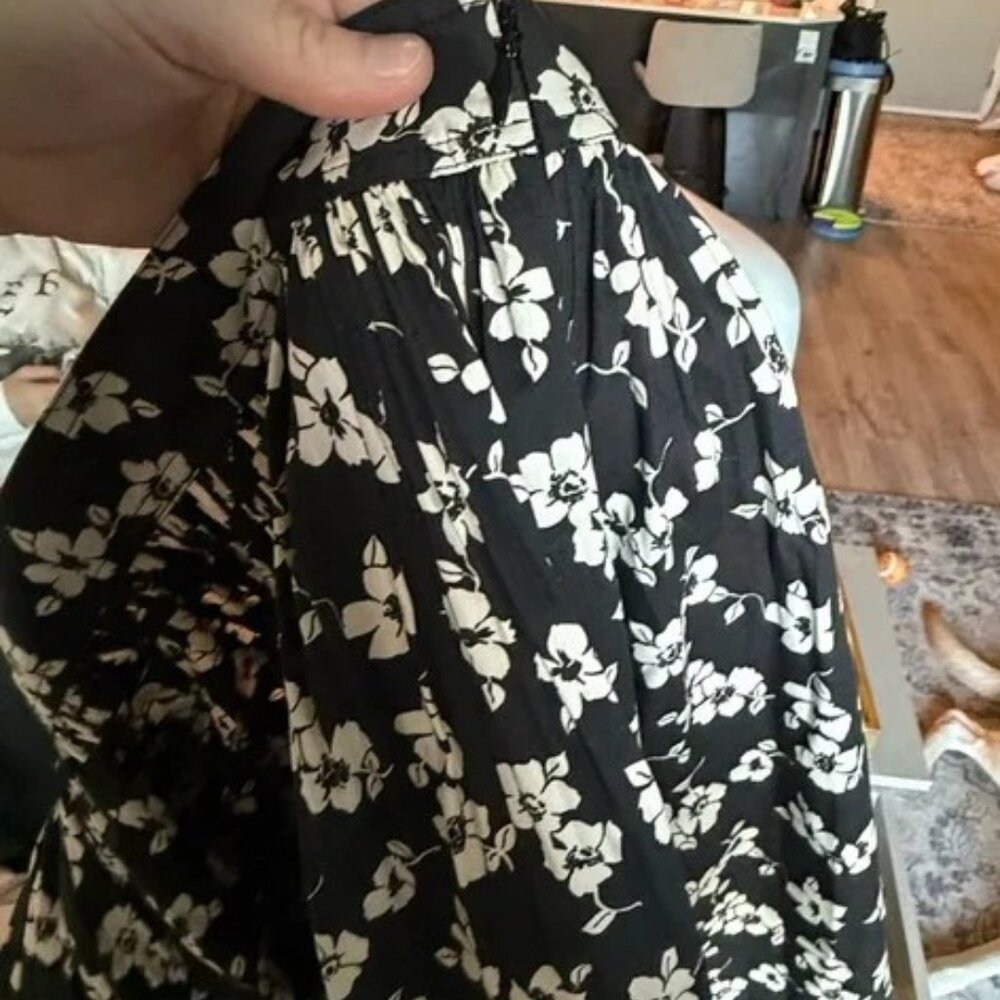 Ralph Lauren Black and White Pleated Skater Mini Skirt